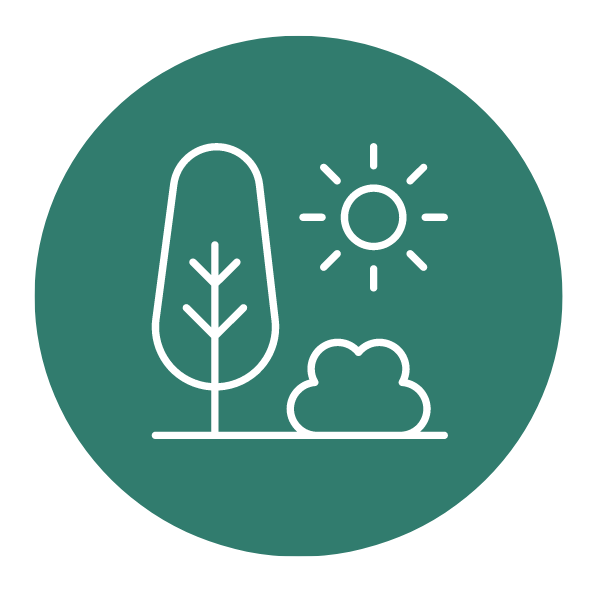 Teal circle with outdoor logo