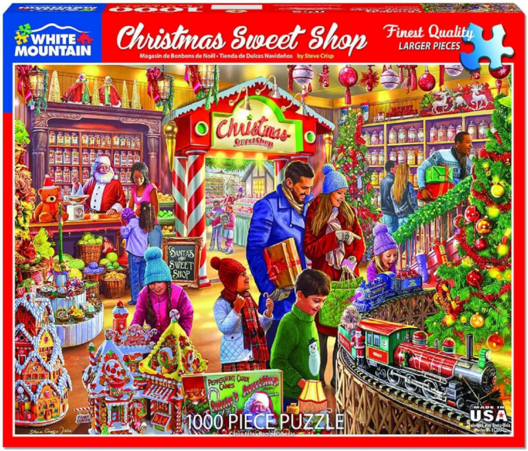 Christmas Sweet Shop. Children and parents in a candy store.