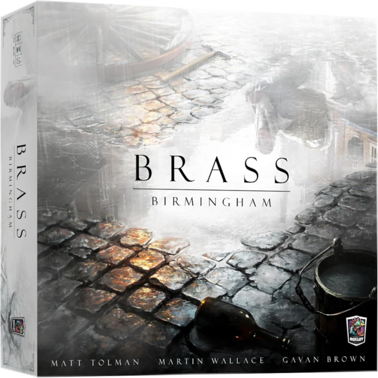 Brass, Birmingham Game. A rainy street on the cover.