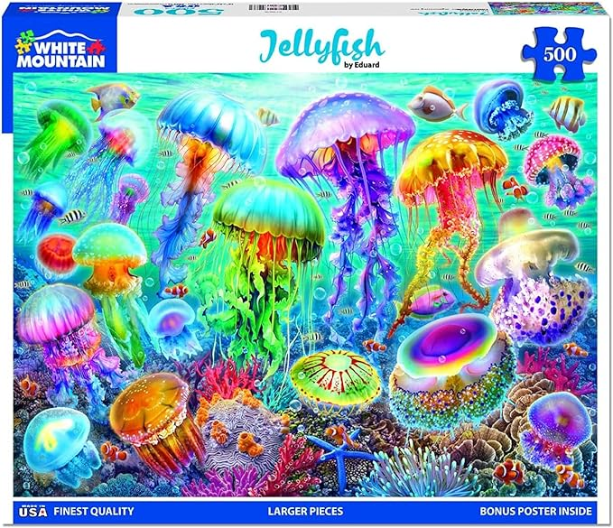 Colorful jelly fish in the sea