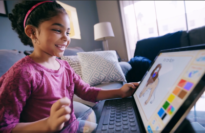 Child on ipad learning
